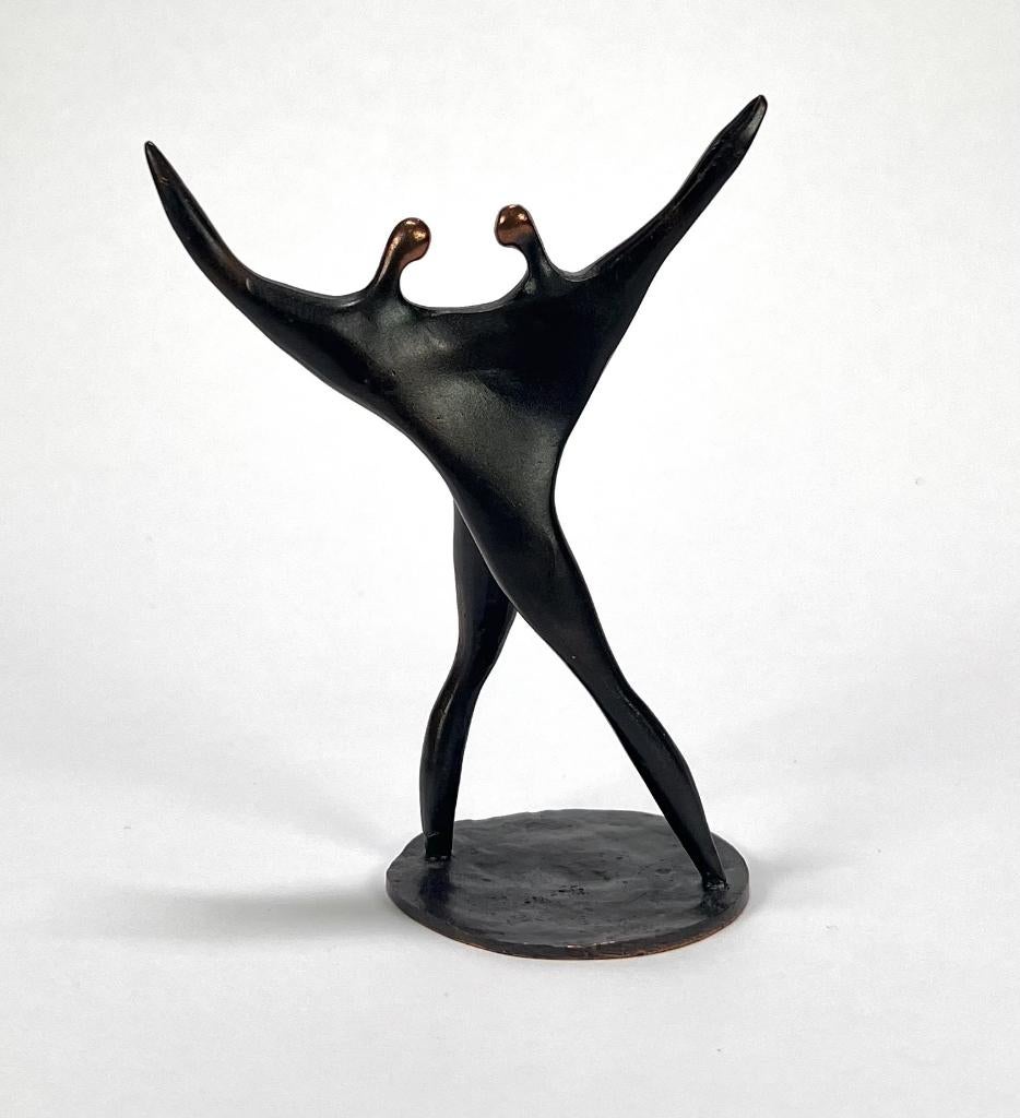 645. Bronzen beeldje, Mark Jurriëns -"Samenwerken als één", Ophalen of Verzenden, Brons, Beeld