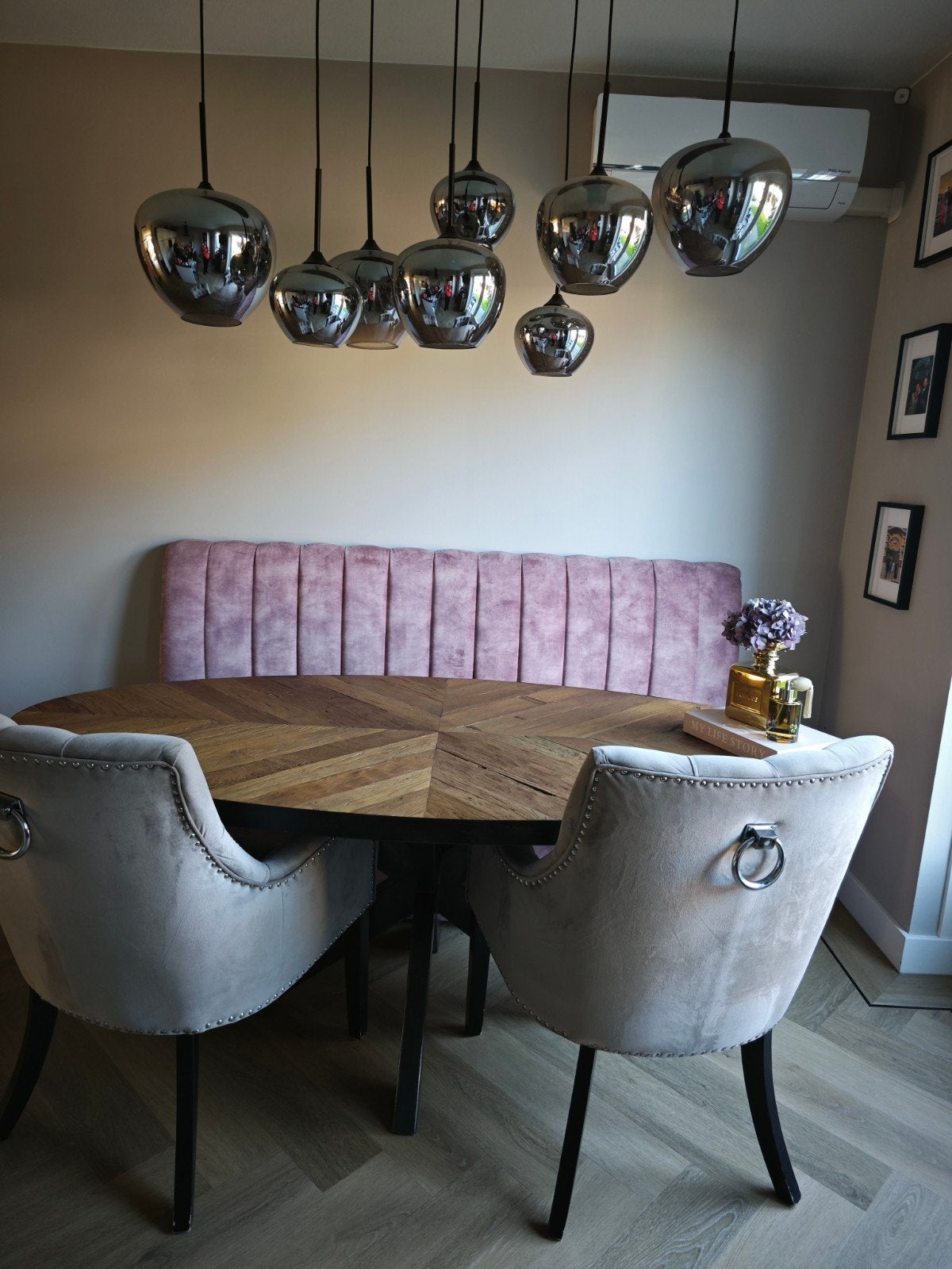 Roze Eetkamerbank - 200x70x112 cm - Stijlvol & Comfortabel, Ophalen, Zo goed als nieuw, Stof
