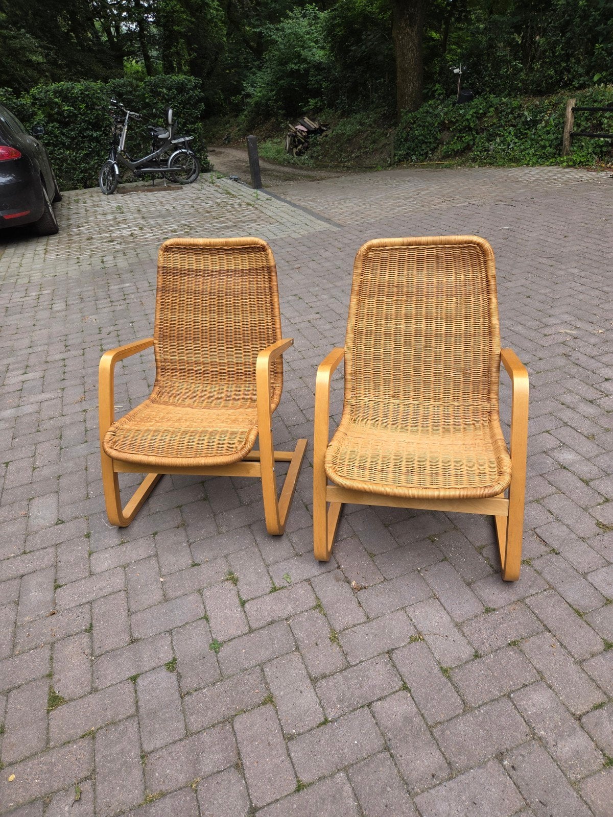 2 mooie vintage fauteuils van ikea (riet)., Ophalen, Huis en Inrichting