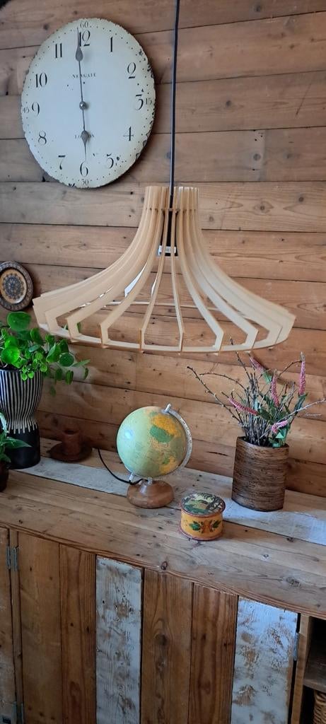 Plafondlamp Hout -   Hanglamp 42 cm, Ophalen, Modern, Scandinavisch, Onbekend, Zo goed als nieuw