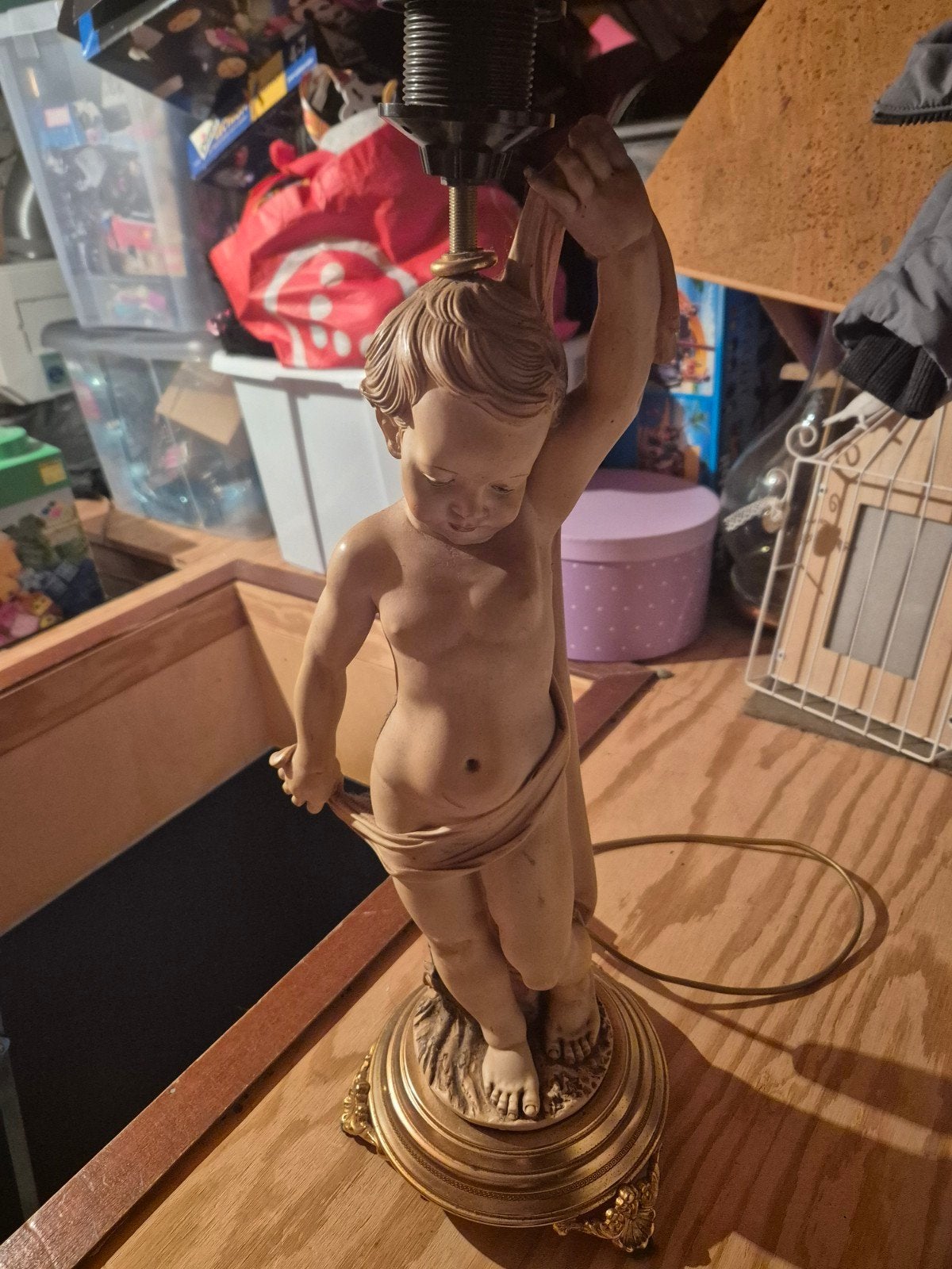 Vintage Engelen Lamp - Klassieke Tafellamp met Cherubijn, Ophalen of Verzenden
