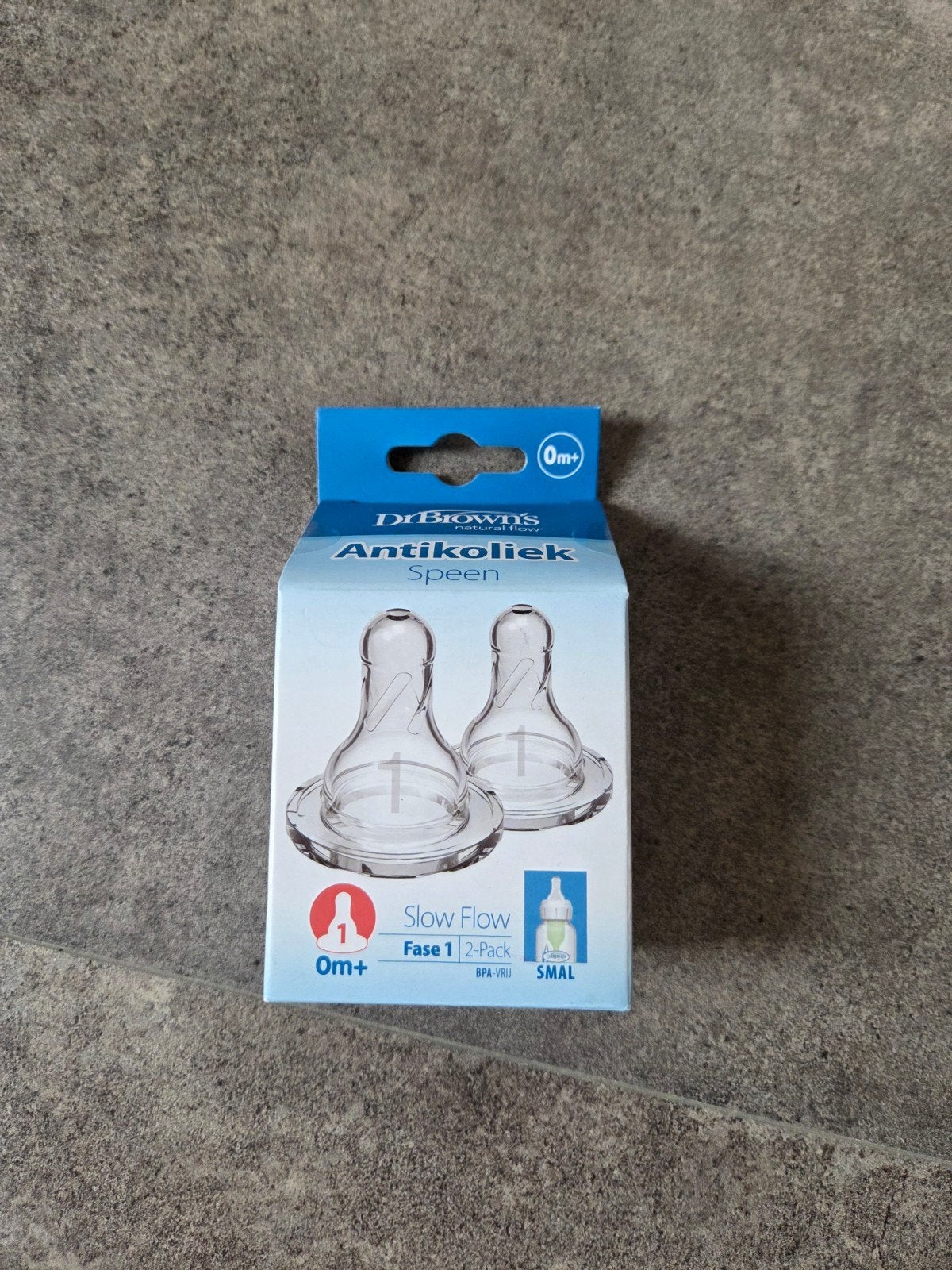Dr. Brown's Antikoliek Speen Fase 1 Smalle Hals (2-pack), Ophalen, Nieuw, Speen, Dr. Brown's