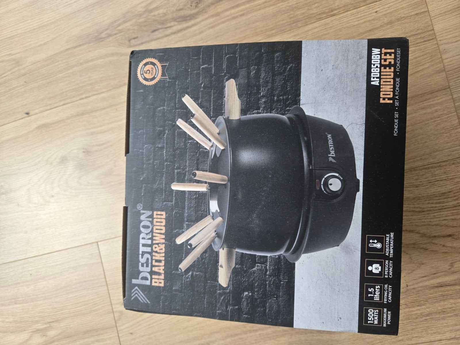 Bestron AFDB50BW Fondue Set - Zwart & Hout, Ophalen, Nieuw, Elektrisch, Fondueset