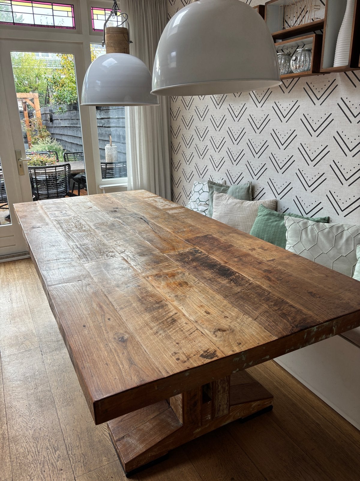 Robuuste eetkamertafel - 250,5 x 115 x 78 cm, Huis en Inrichting, Ophalen, 100 tot 150 cm, 200 cm of meer, Zo goed als nieuw