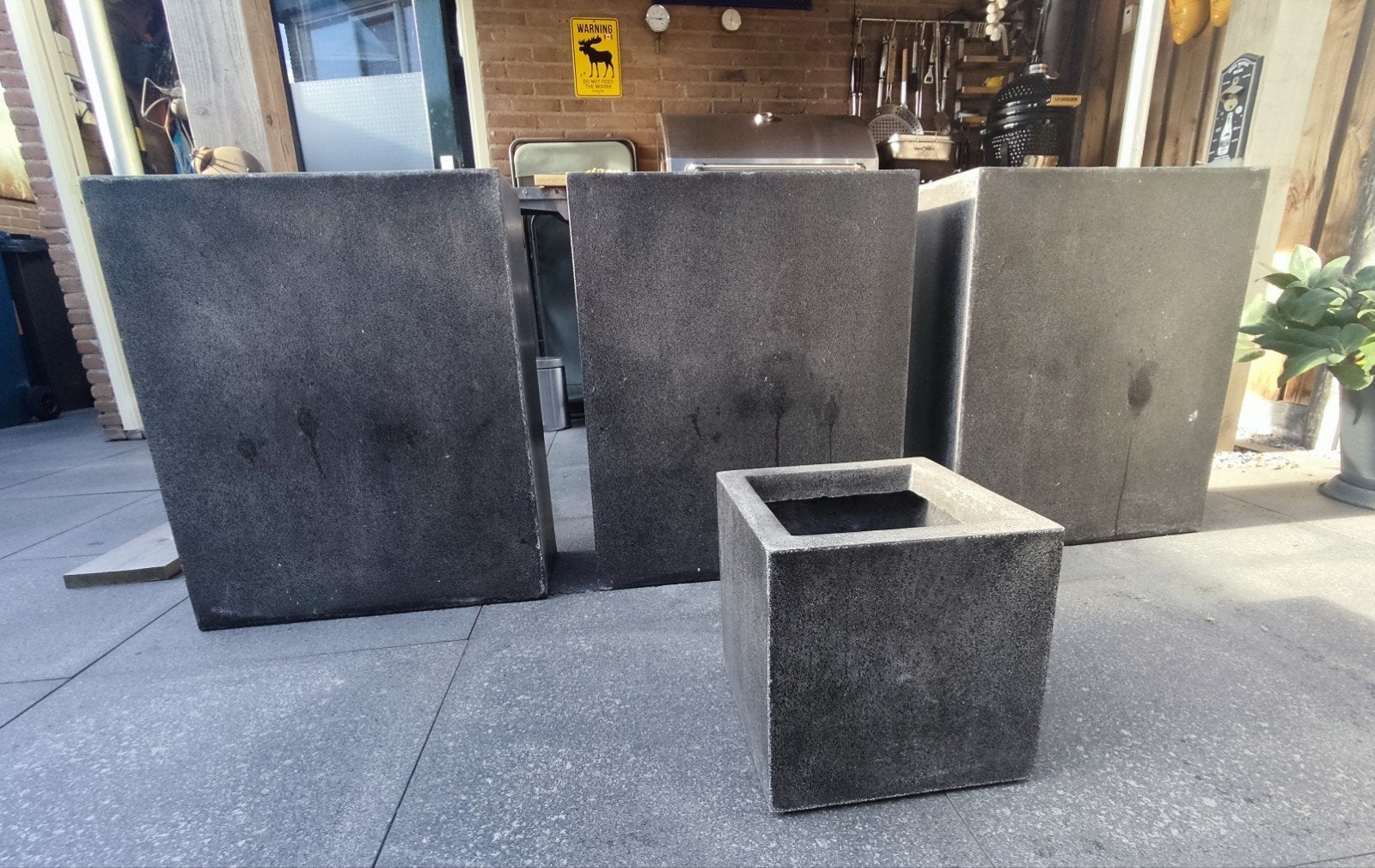 Set van 4 plantenbakken van granito polyester, Ophalen, Overige materialen, Gebruikt, Balkon