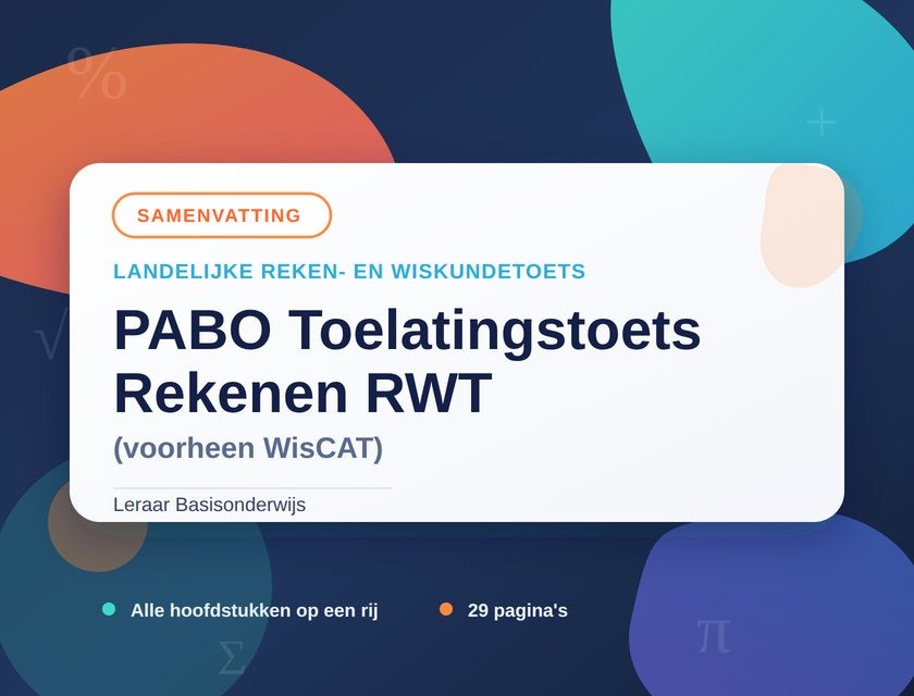 Samenvatting pabo toelatingstoets rekenen RWT 2026, Ophalen of Verzenden, Beta, Nieuw, HBO