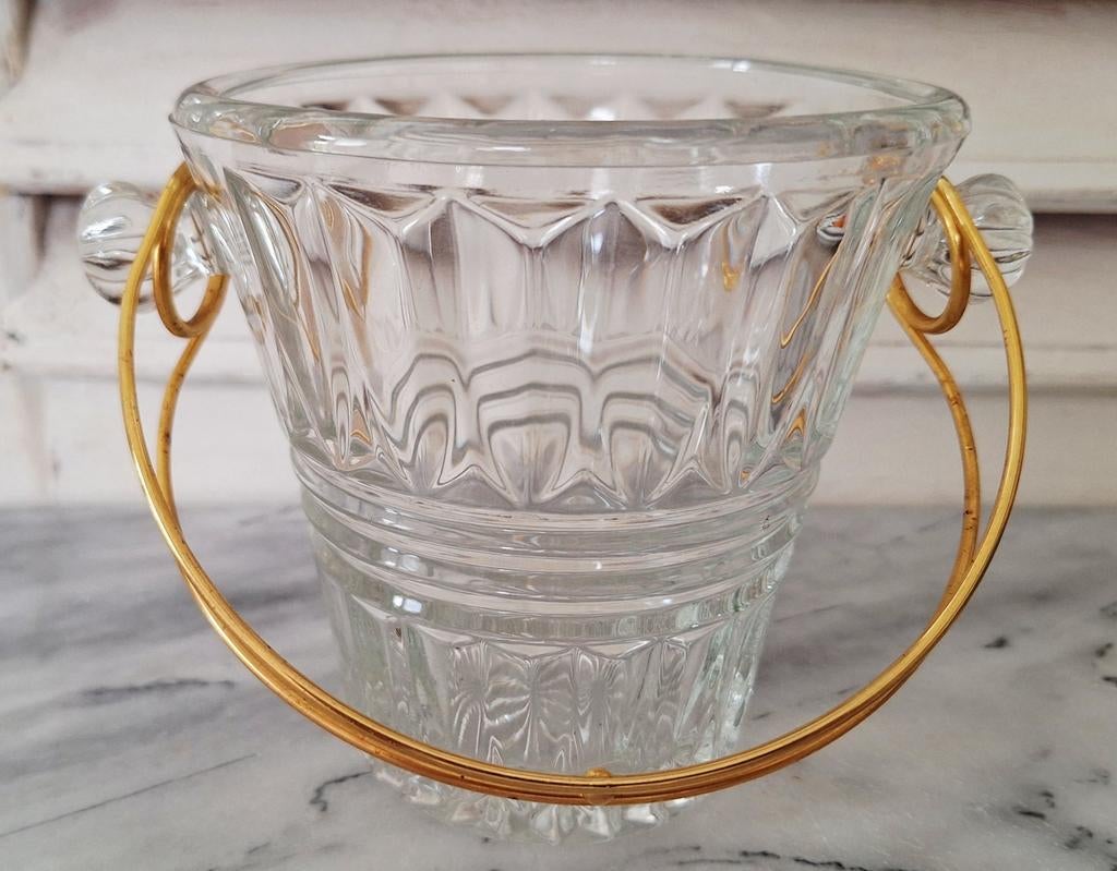 Vintage kleine glazen IJsemmer, Ophalen of Verzenden