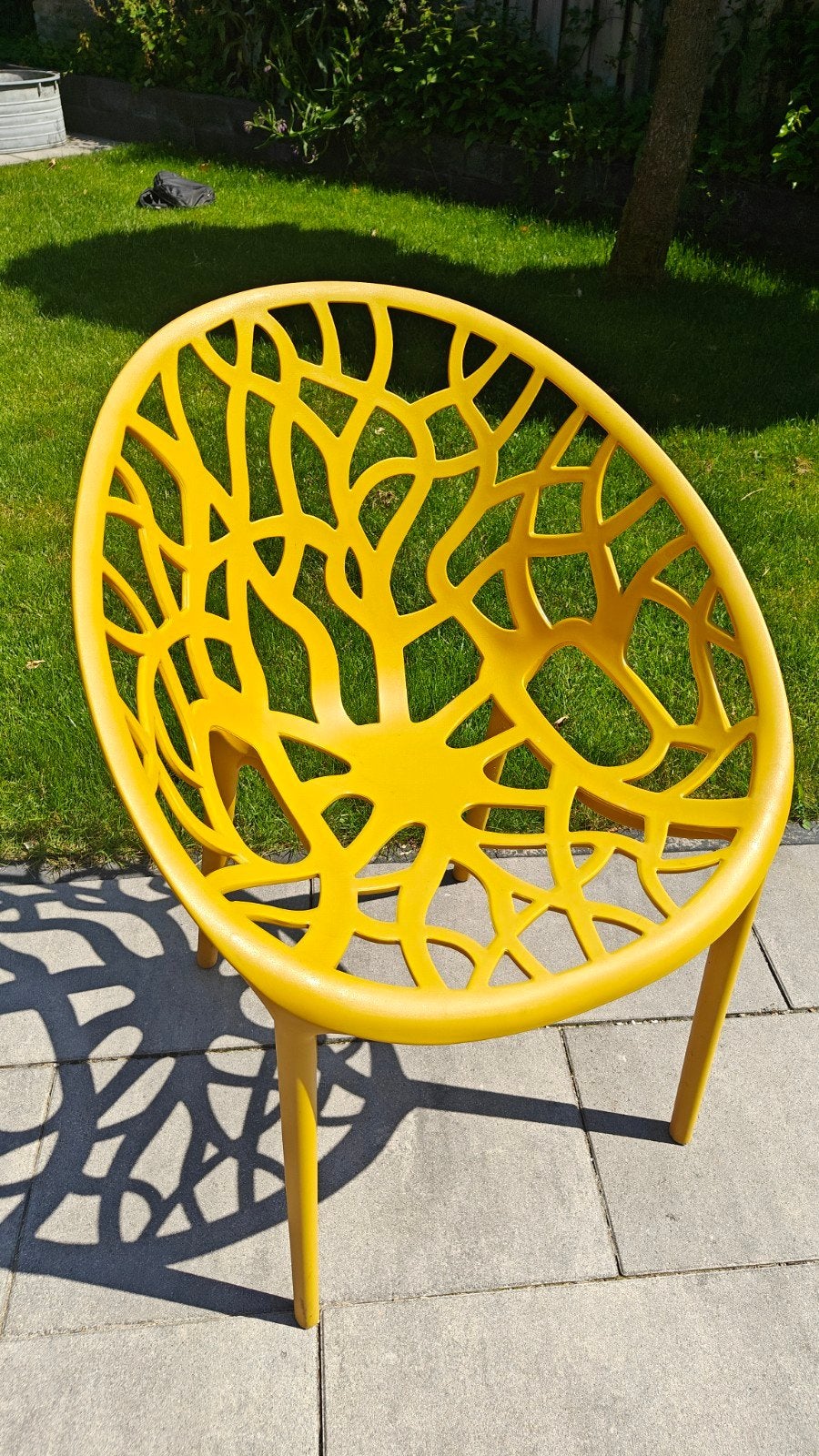 4 Sklum Ores tuinstoelen kleur mosterd, Ophalen, Zo goed als nieuw, Kunststof, Stapelbaar