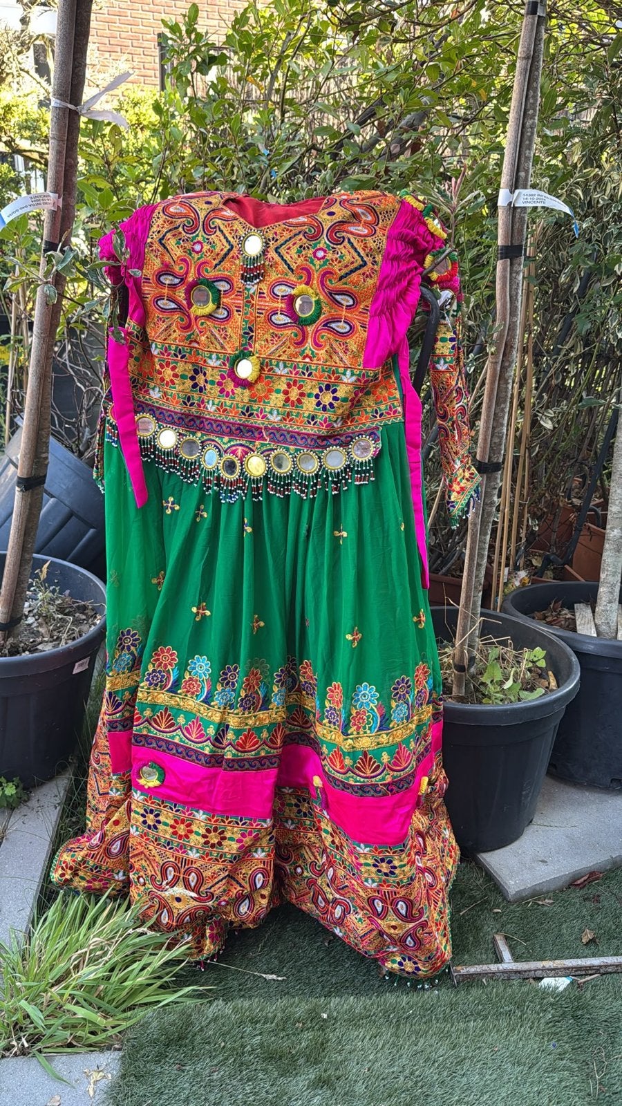 Traditionele Afghaanse jurk met borduursels, Kleding | Dames, Jurken, Maat 38/40 (M), Zo goed als nieuw, Onder de knie, Meerkleurig