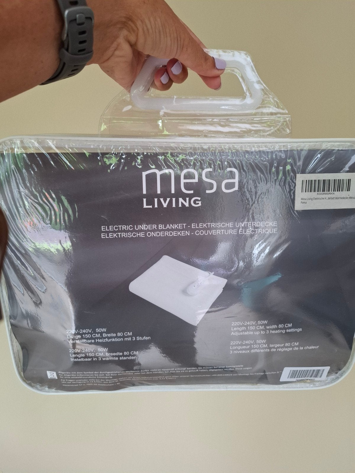 Mesa Living Elektrische Onderdeken - 150x80 cm, Ophalen, Eenpersoons, Wit, Nieuw