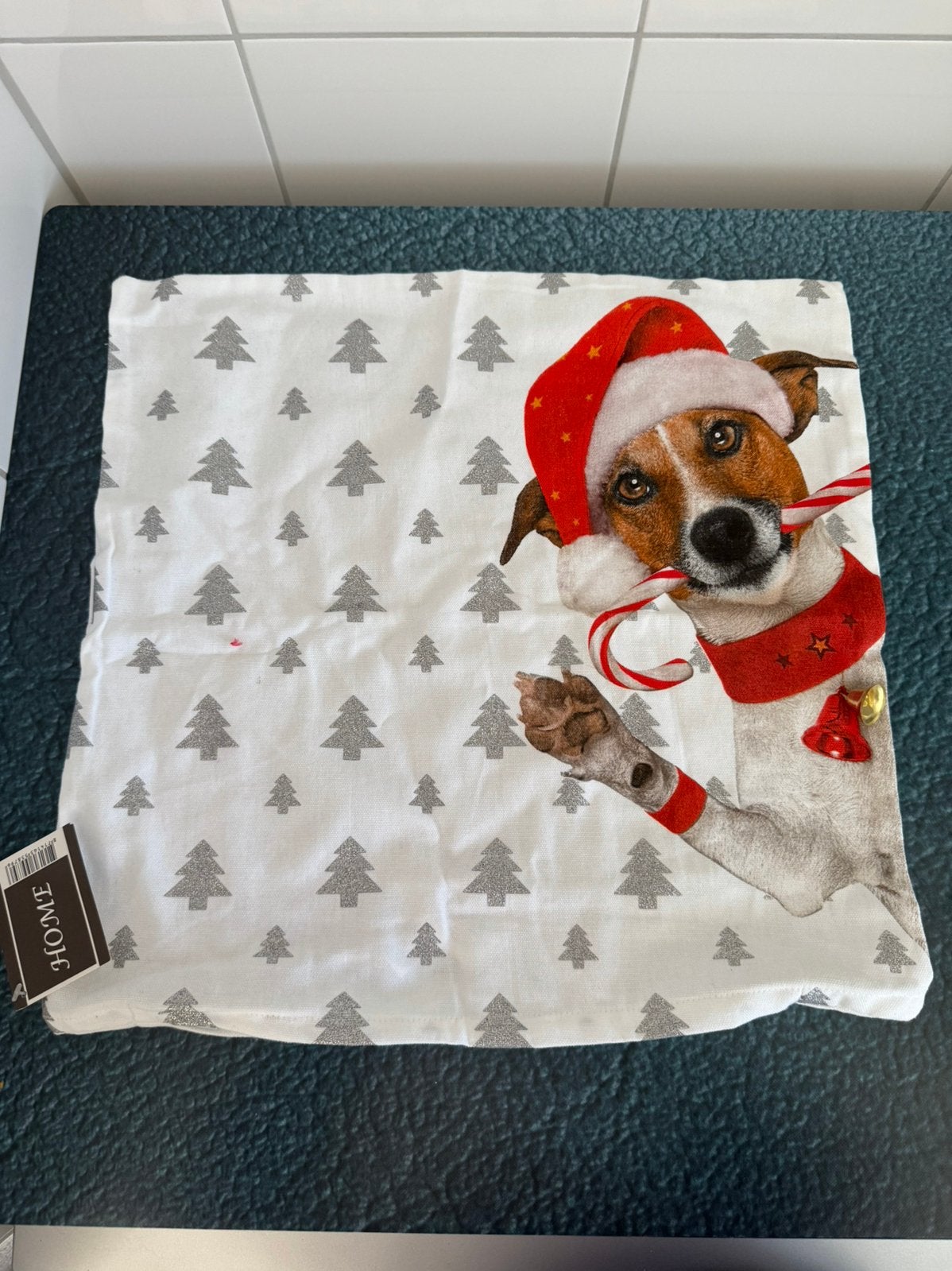 Kerst kussen sloop 40x40 met hond nieuw! 2 stuks, Ophalen of Verzenden, Nieuw