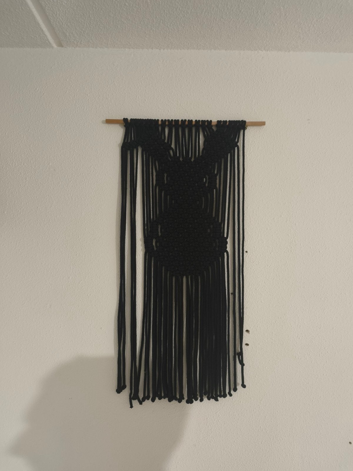 Zwart Macramé Wandkleed - Boho Stijl met Haas Patroon, Huis en Inrichting, Ophalen, Gebruikt, Boho, Zwart