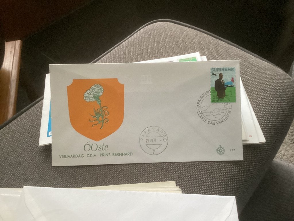 No4825 Suriname E84 Heb ook Nederland jaargangen fdc 1963, Ophalen, Onbeschreven, Nederland