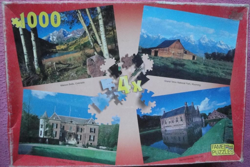 FAME PUZZLES BOX 4x 1.000stukjes voor  3.50euro., Hobby en Vrije tijd, Denksport en Puzzels, Ophalen of Verzenden, 500 t/m 1500 stukjes