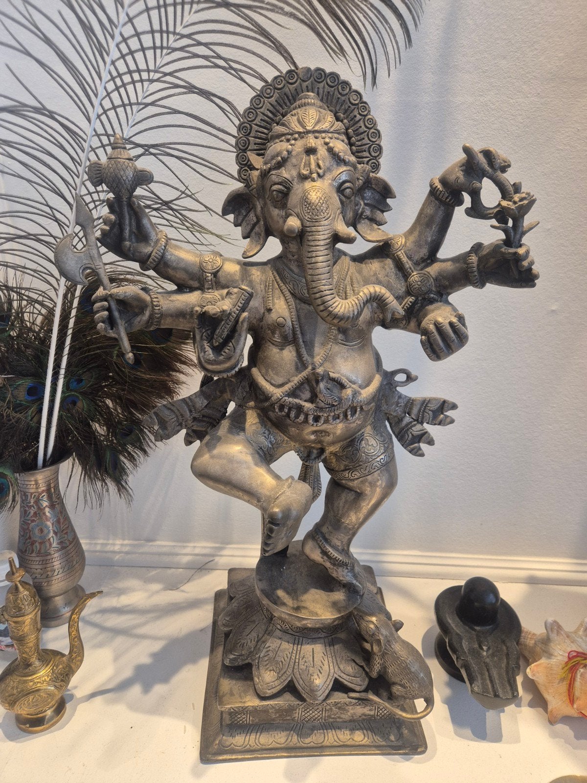 Ganesha Beeld brons, Ophalen, 50 - 100 cm, Goud, Azië