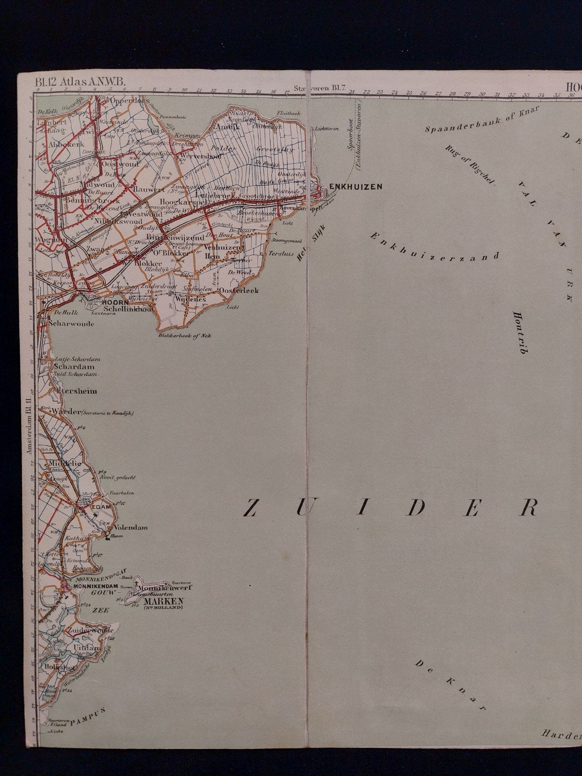 12 / Hoorn en omgeving plattegrond ANWB uit 1920, Boeken, Gelezen, ANWB, Ophalen of Verzenden, Landkaart