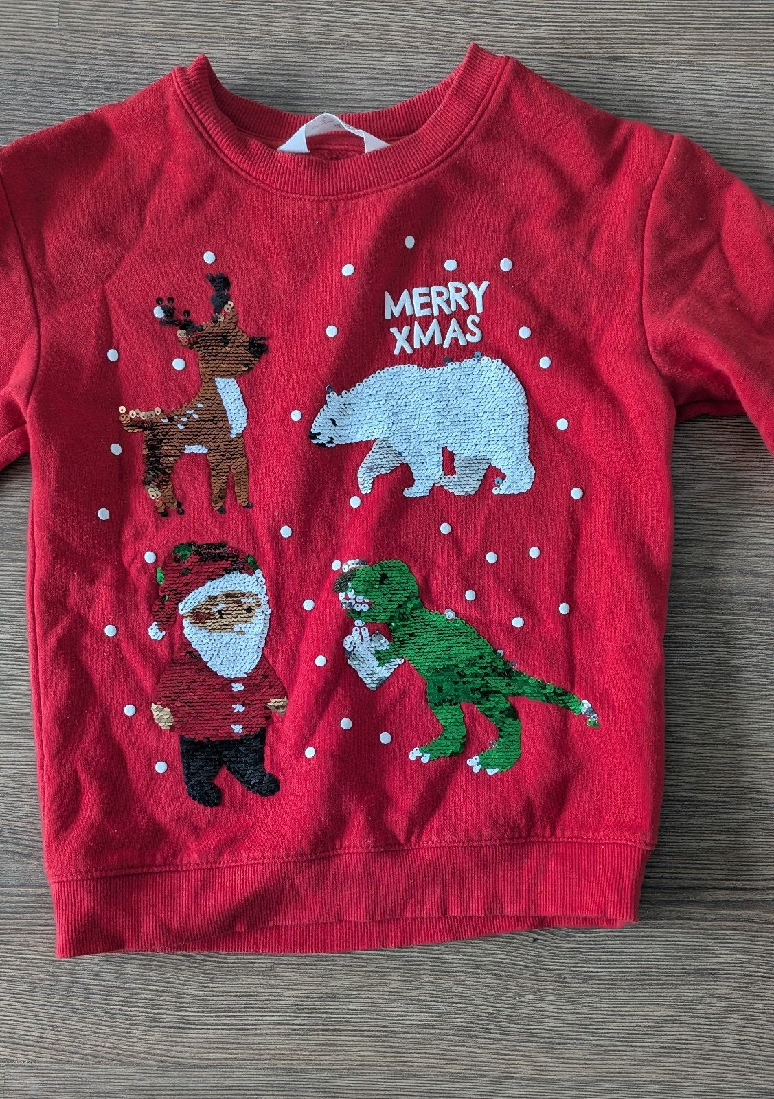 H&M Kersttrui met omkeerbare pailletten maat 122/128, Kinderen en Baby's, Ophalen of Verzenden, Zo goed als nieuw, H&M, Jongen of Meisje
