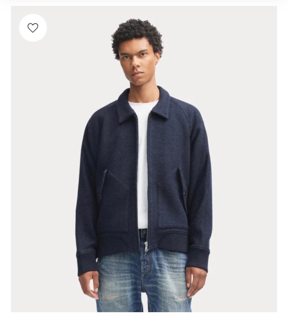 Denham Lennon Wollen Bomber jack - Donkerblauw, Maat M, Ophalen of Verzenden, Zo goed als nieuw, Maat 48/50 (M), Blauw
