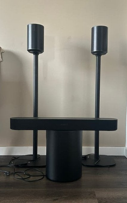 Beam gen 2 + Sub Mini + 2 x Era 100 op standaard - Zwart, Ophalen of Verzenden, Sonos, Complete surroundset, Sonos