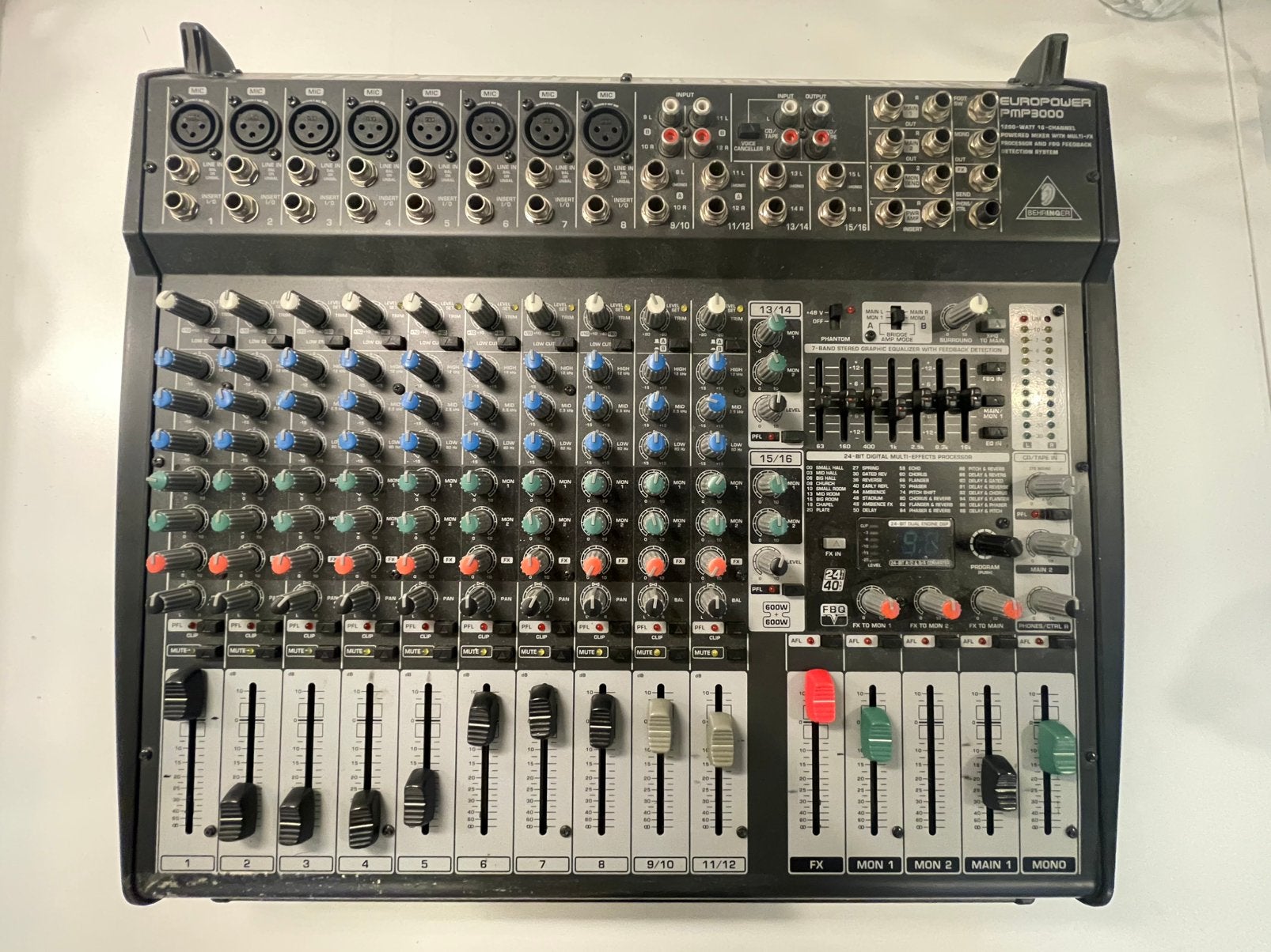 Behringer Mengpaneel Europower PMP3000, Ophalen, Gebruikt, 5 tot 10 kanalen, Microfooningang