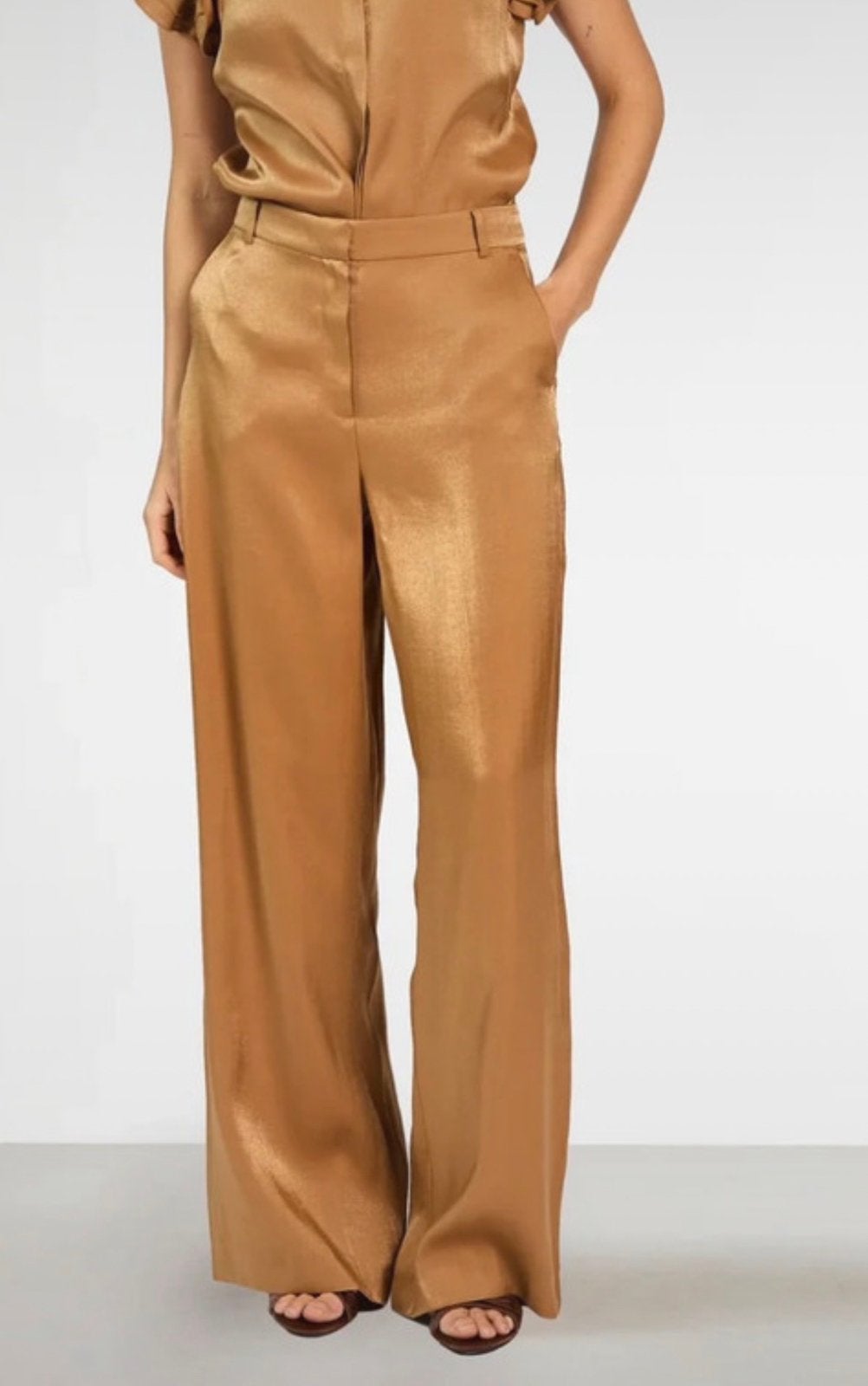 Aaiko broek cecila, bruin/goud, maat XS, nieuw, Bruin, Verzenden, Zo goed als nieuw, Maat 34 (XS) of kleiner