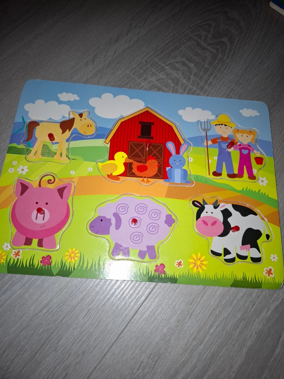 Houten Boerderij Dieren Puzzel voor Kinderen, 2 tot 4 jaar, Gebruikt, 10 tot 50 stukjes, Ophalen of Verzenden