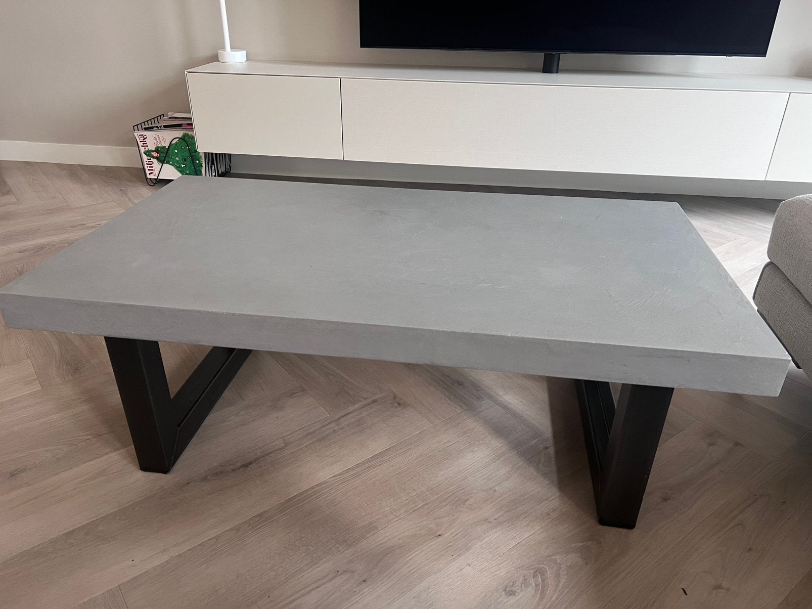 Salontafel beton/staal - industrieel, Ophalen, 100 tot 150 cm, 50 tot 100 cm, Minder dan 50 cm