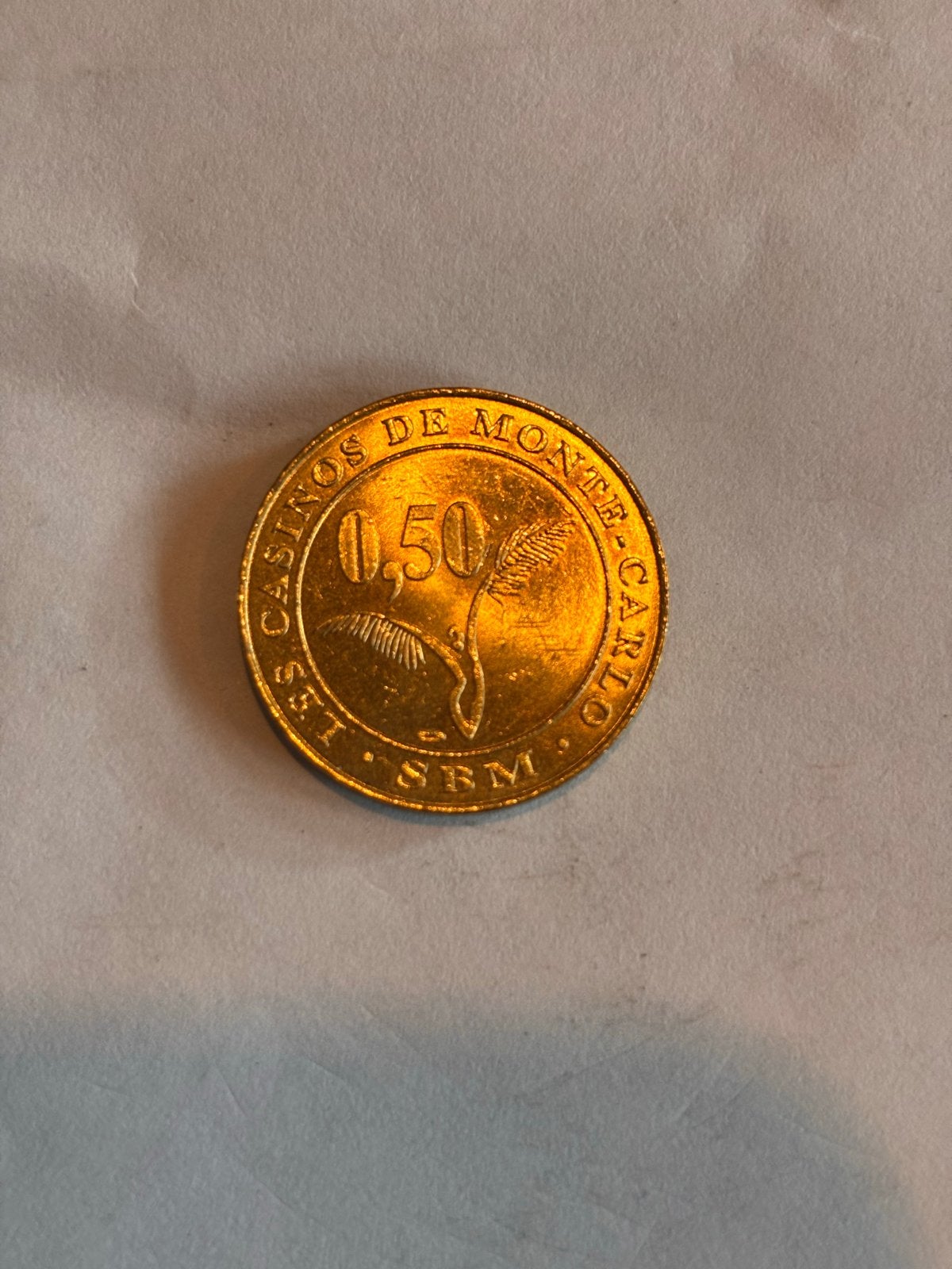 Zeldzame Monte Carlo Casino Token 0.50 SRM, Ophalen of Verzenden, Overige materialen, Buitenland