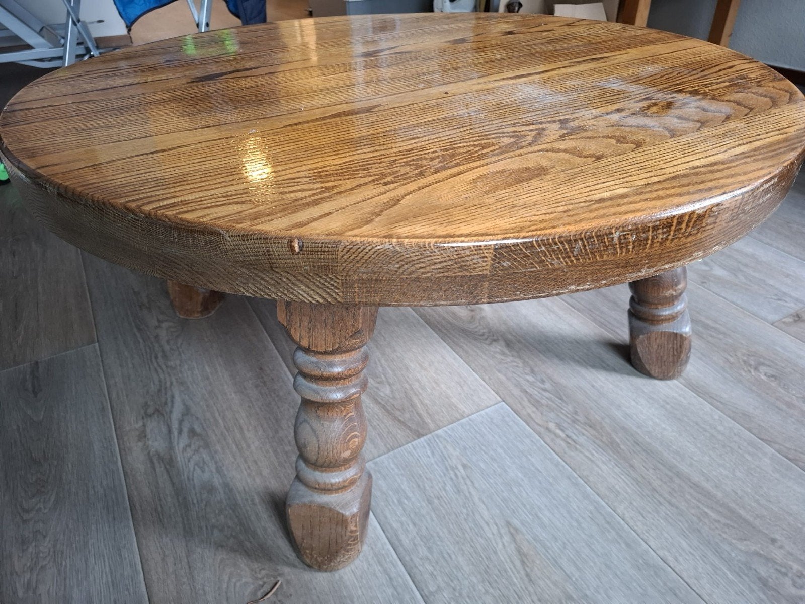 Eiken salontafel, Ophalen, Gebruikt, 100 tot 150 cm, Rond