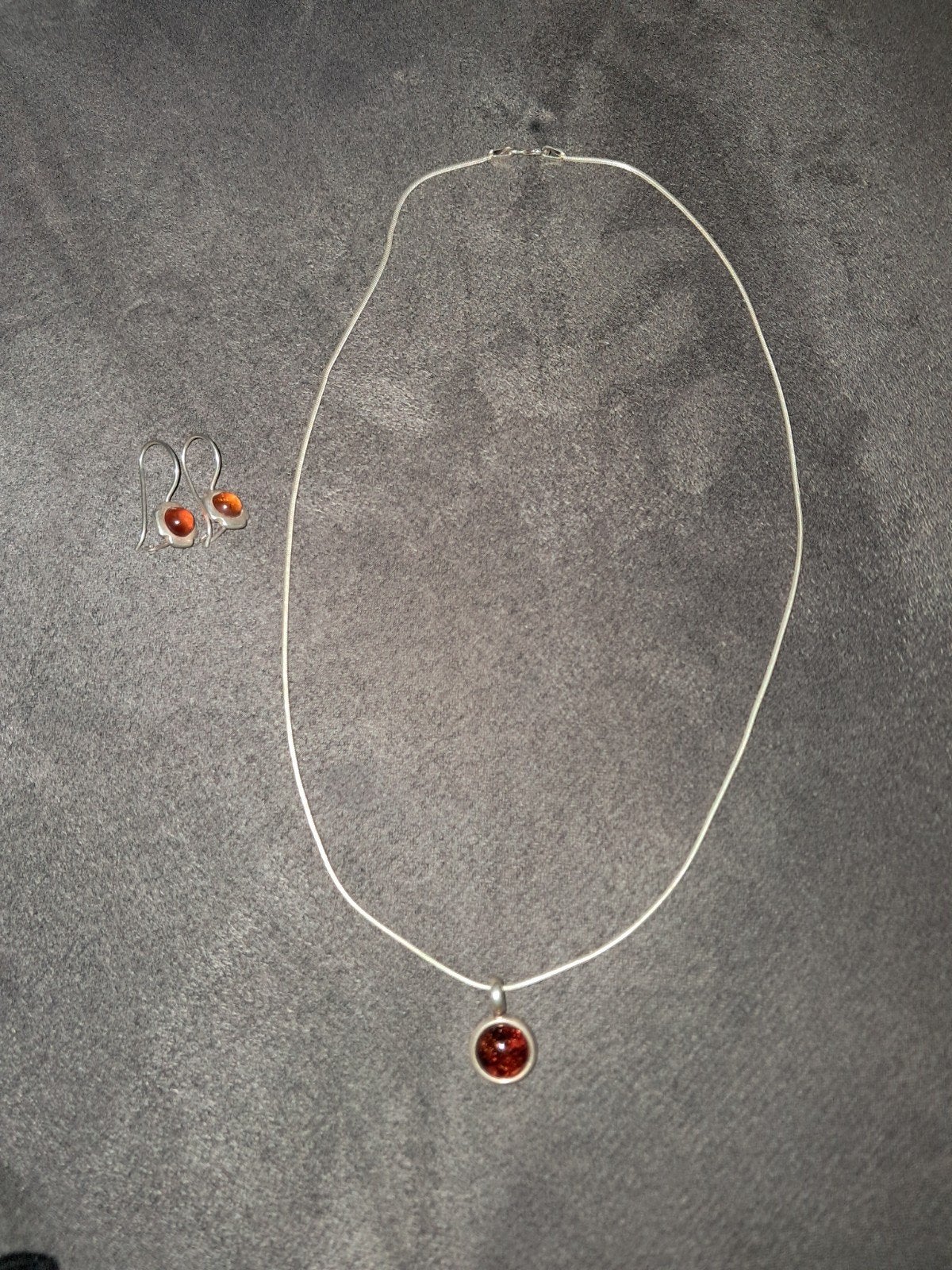 Prachtige zilveren set met barnsteen / amber, Ophalen of Verzenden, Zilver