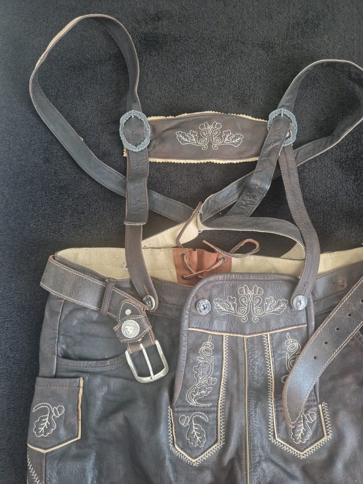 Gebruikte Lederhosen van echt leer maat xl, Kleding | Heren, Ophalen of Verzenden, Gedragen, Bruin