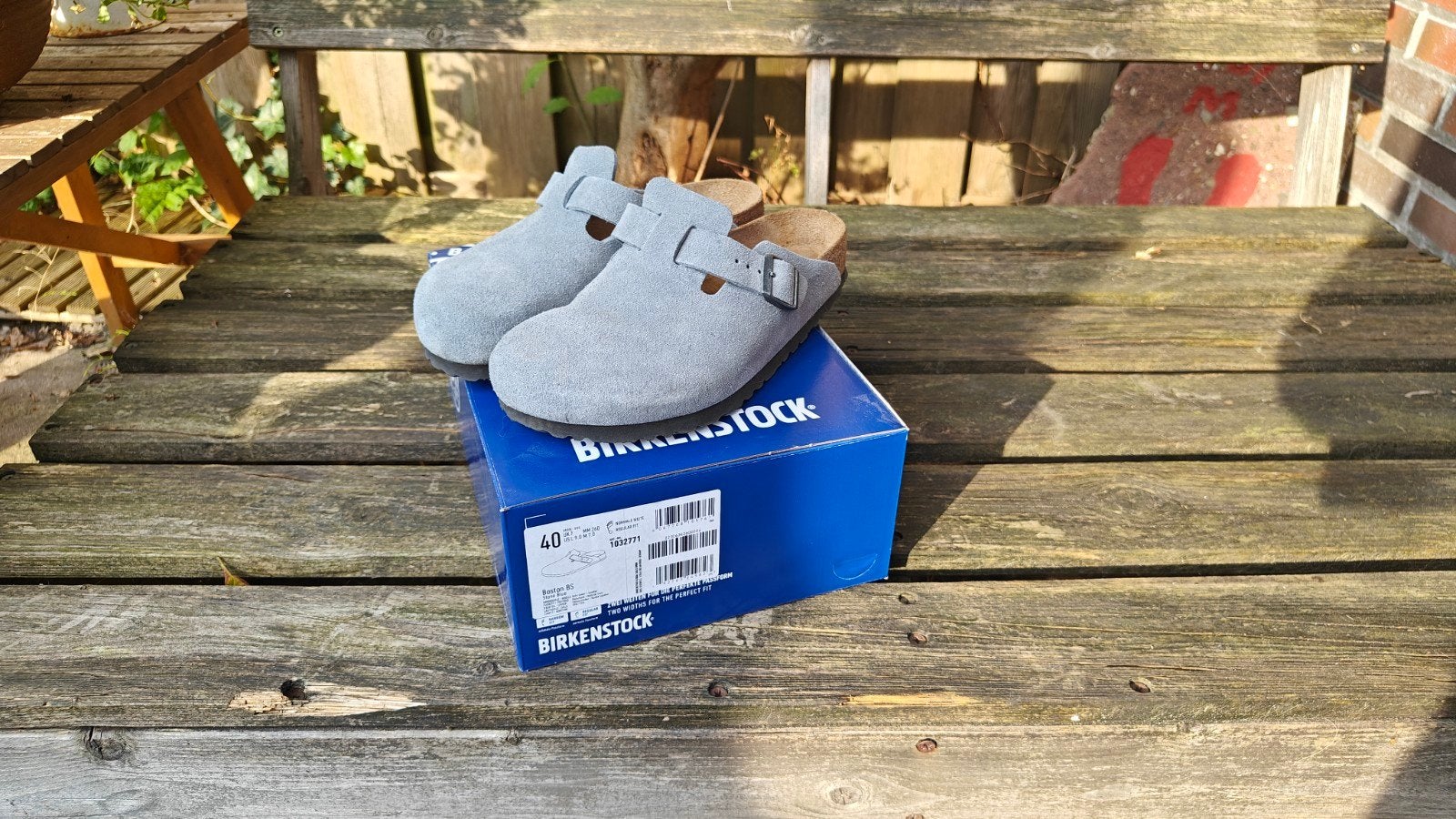 Birkenstock Boston BS Stone Blue - Maat 40, Kleding | Dames, Schoenen, Blauw, Instappers, Ophalen of Verzenden, Zo goed als nieuw