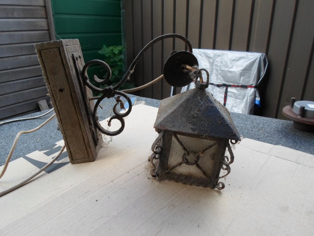 buitenlamp smeedijzer hanglamp, Ophalen, Gebruikt, Antiek