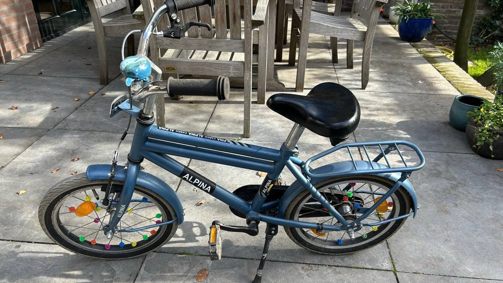 Alpina Cargo kinderfiets 16 inch - blauw, Fietsen en Brommers, Ophalen of Verzenden, Zo goed als nieuw, Terugtraprem, 16 tot 20 inch