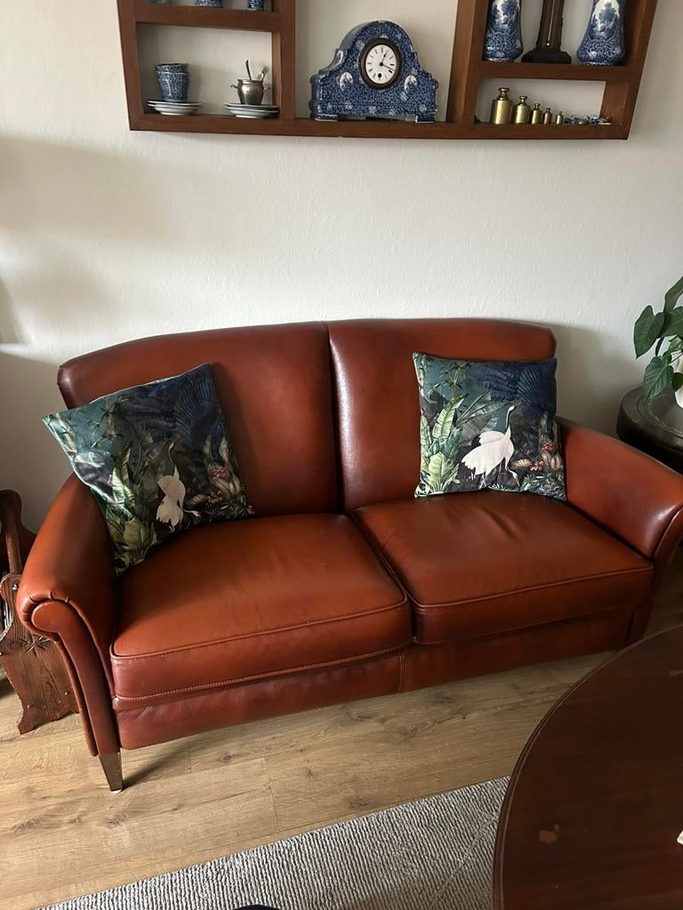 Leer bankje, Huis en Inrichting, Banken | Bankstellen, Minder dan 75 cm, Tweepersoons, Leer, Ophalen of Verzenden