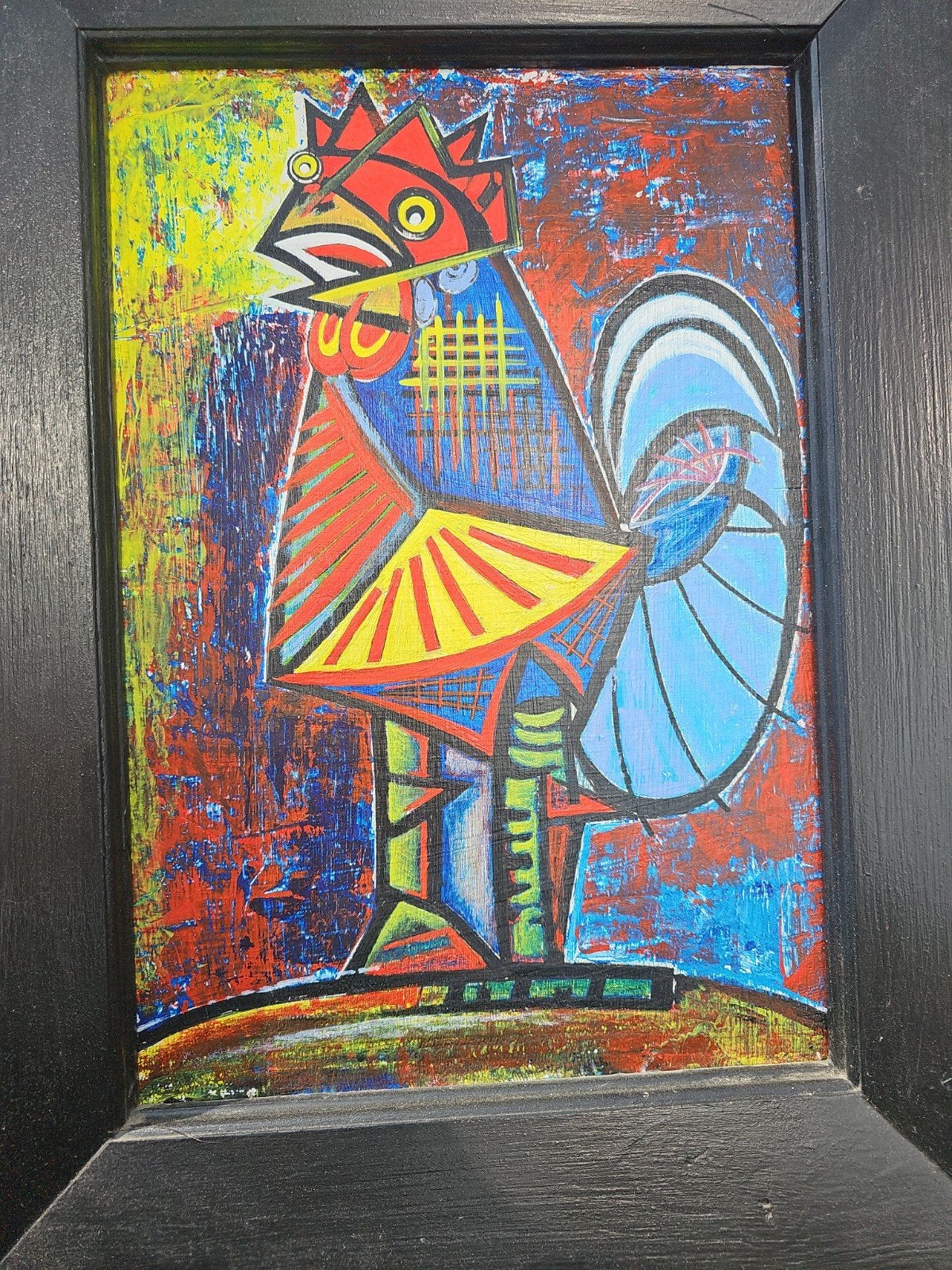 Mysterieus gesigneerd schilderij – Picasso Le Coq stijl, Ophalen of Verzenden