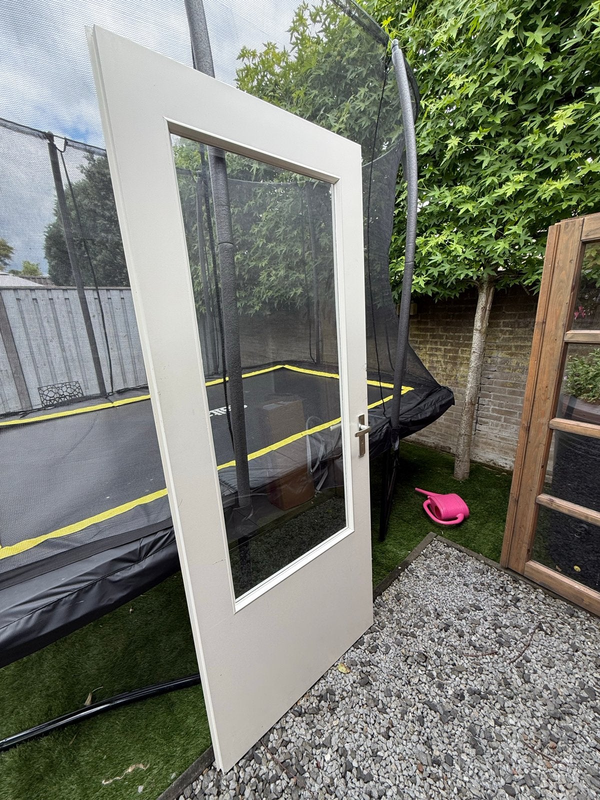 Binnendeur met glas 83 x 211 cm, Ophalen, Gebruikt, 80 tot 100 cm, Binnendeur