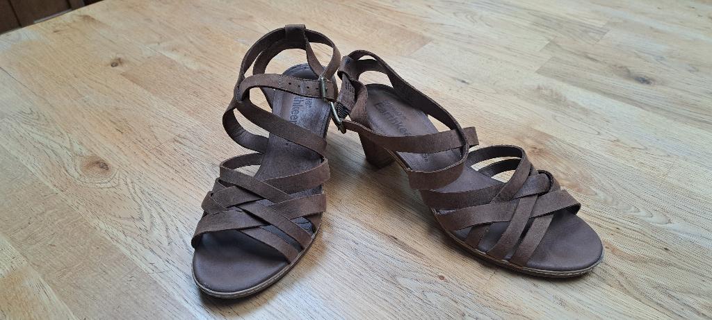 Bruine Timberland Earthkeeper sandalen met hoge hak mt 39, Bruin, Zo goed als nieuw, Timberland, Sandalen of Muiltjes