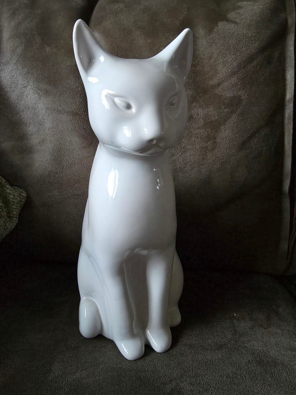 Vintage Art Deco Witte Keramieken Kat - Jaren 70, Ophalen of Verzenden