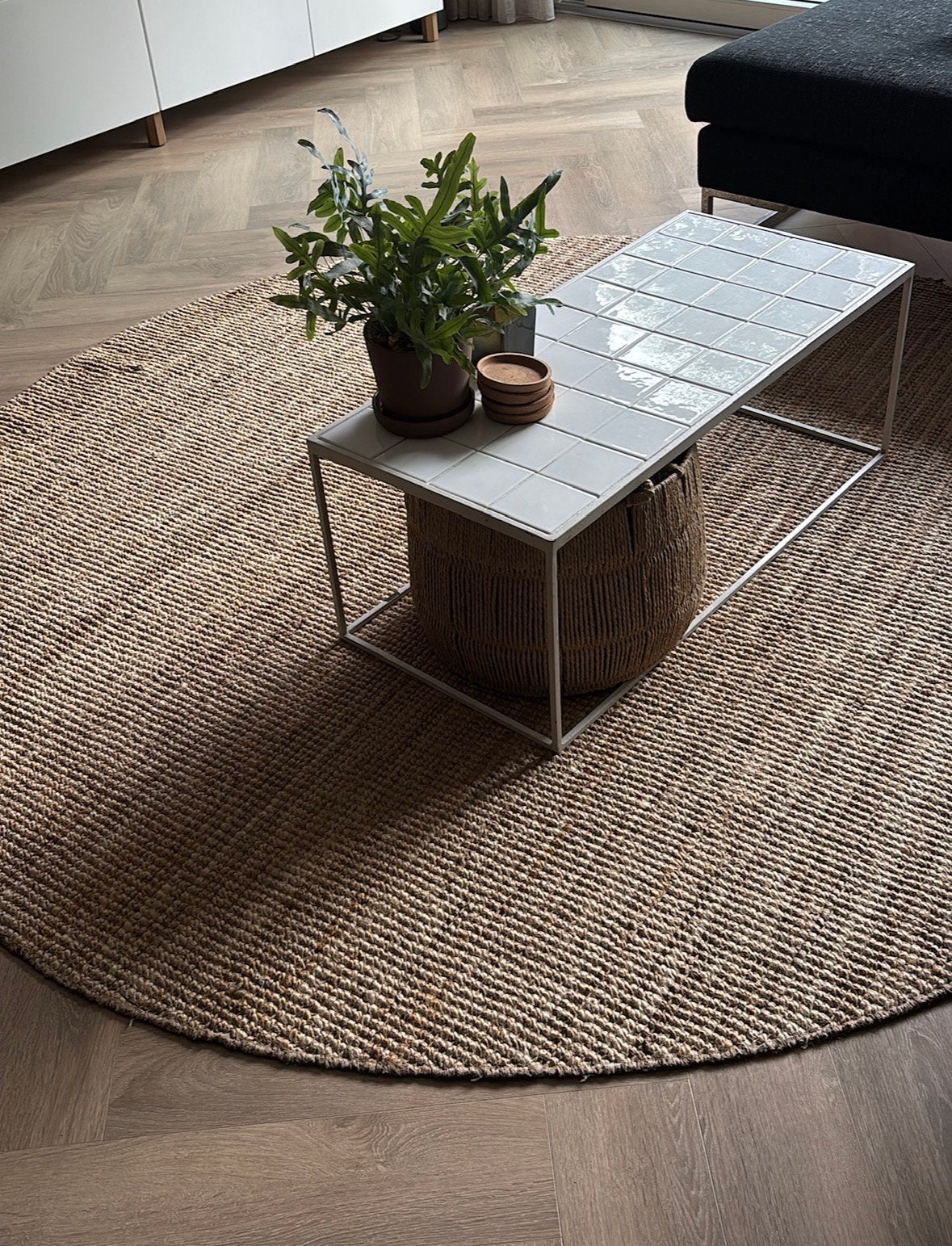 Vloerkleed jute LOHALS Ikea, Ophalen, Gebruikt, Rond, 200 cm of meer