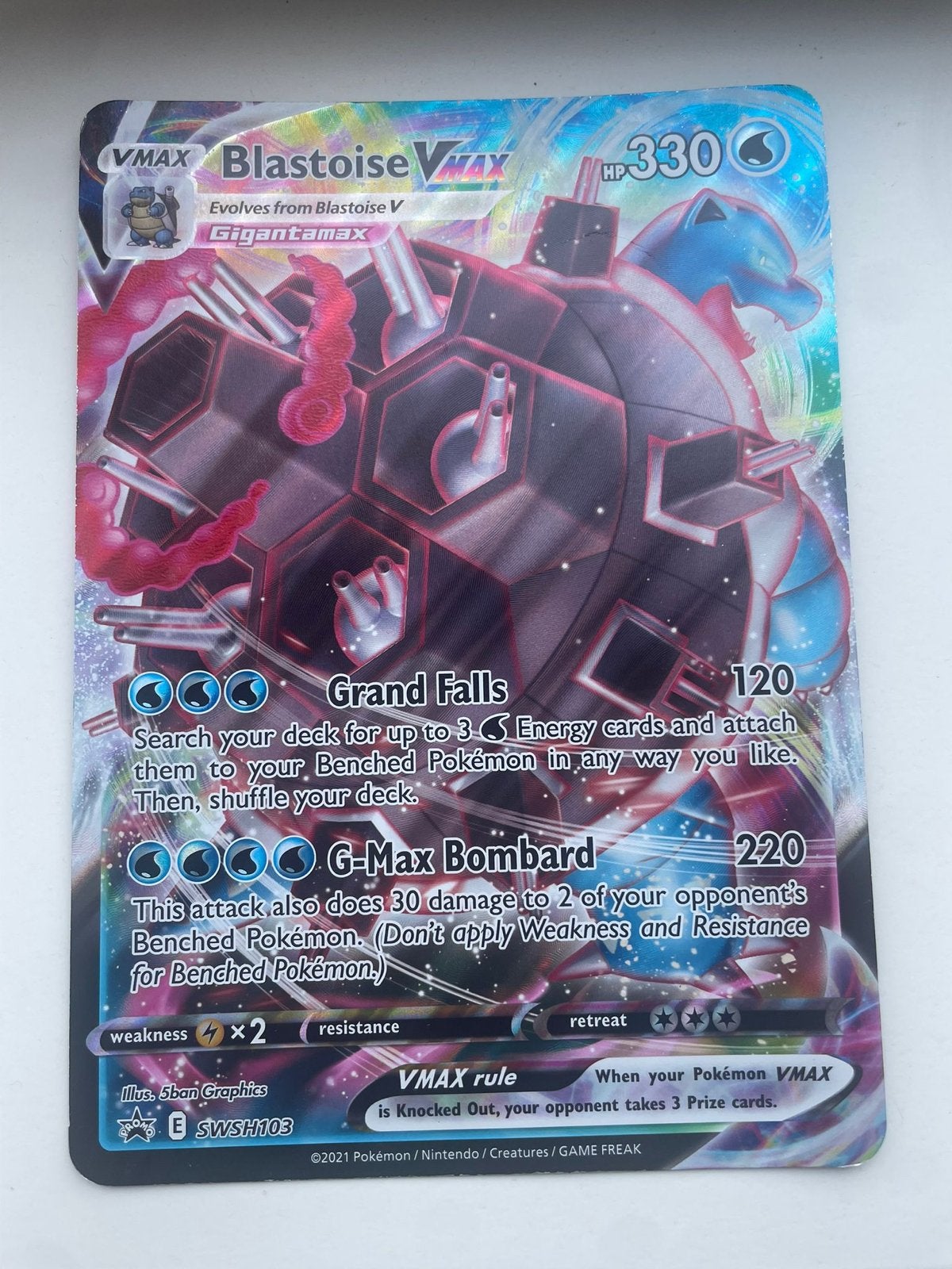 Pokémon Kaart Blastoise VMAX SWSH103 Gigantamax, Ophalen of Verzenden, Zo goed als nieuw, Losse kaart, Foil