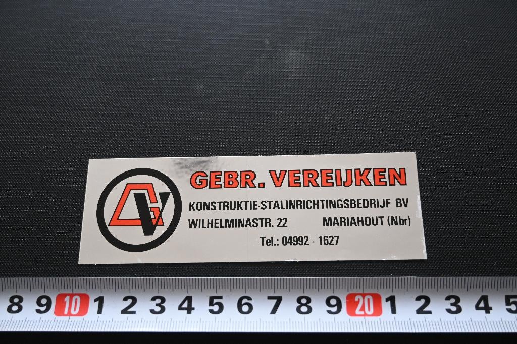 sticker folie gebr. vereijken mariahout konstruktie stalinr, Ophalen, Zo goed als nieuw