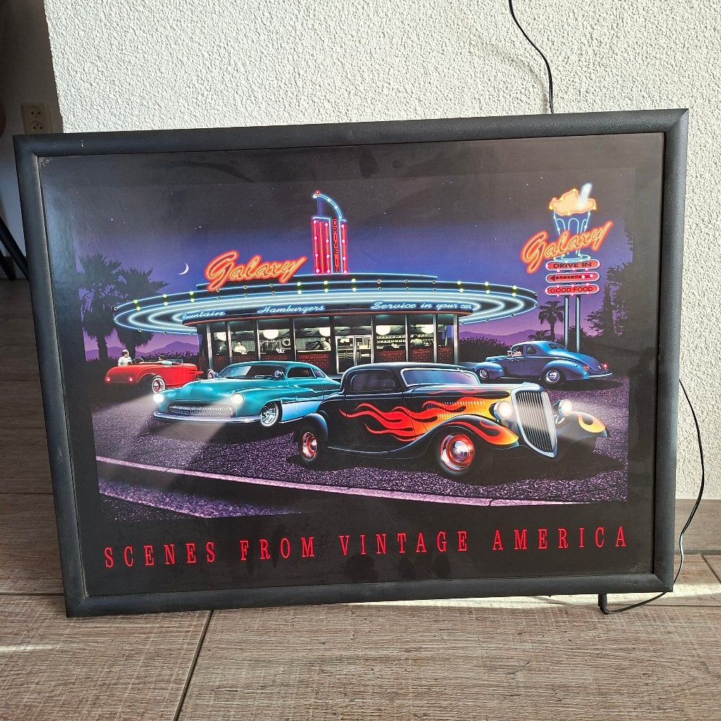 Lijst met verlichting Scenes From America Galaxy Diner, Ophalen of Verzenden, Gebruikt, Lichtbak of (neon) lamp