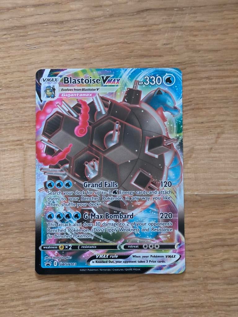 Blastoise VMAX SWSH103 Pokémon kaart, Ophalen of Verzenden, Nieuw, Losse kaart, Foil
