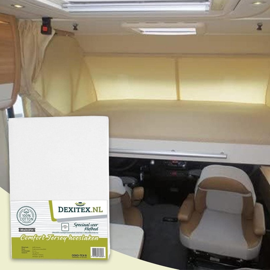 Jersey hoeslaken hefbed wit,lichtgrijs of antraciet Wit, Caravans en Kamperen, Camper-accessoires, Niet ingevuld, Niet ingevuld