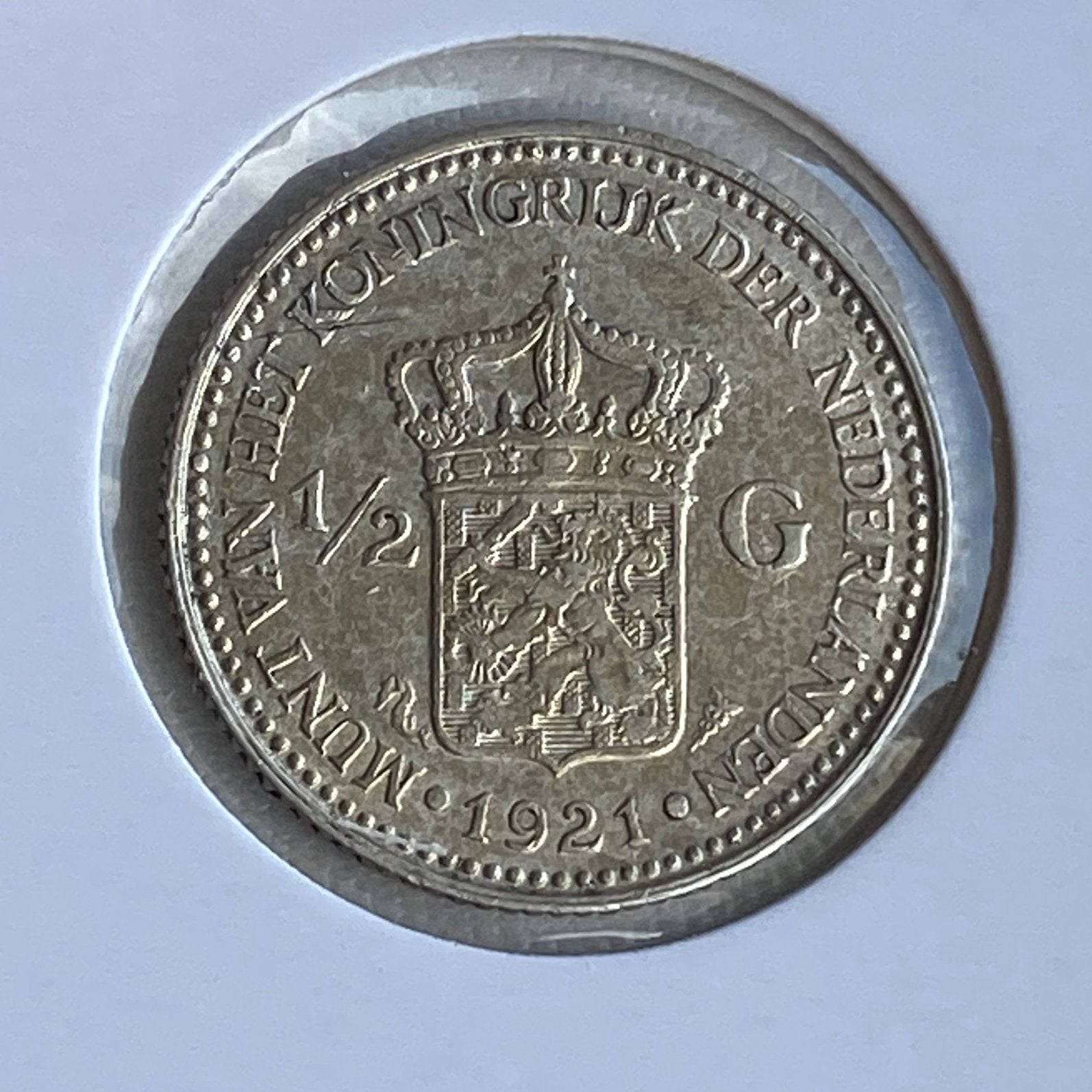 Halve Gulden Zilver uit 1921 van Koningin Wilhelmina, ½ gulden, Verzenden, Zilver, Koningin Wilhelmina