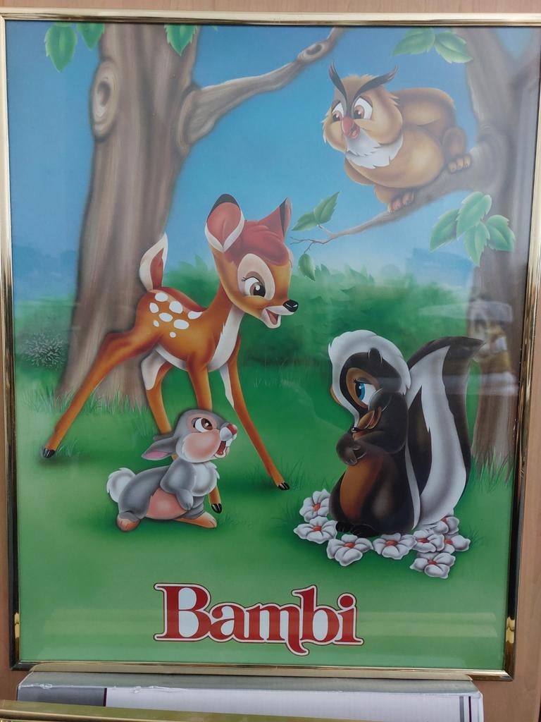Bambi Disney ingelijste poster 40x50cm, Verzamelen, Disney, Ophalen of Verzenden, Bambi of Dumbo, Zo goed als nieuw, Plaatje of Poster