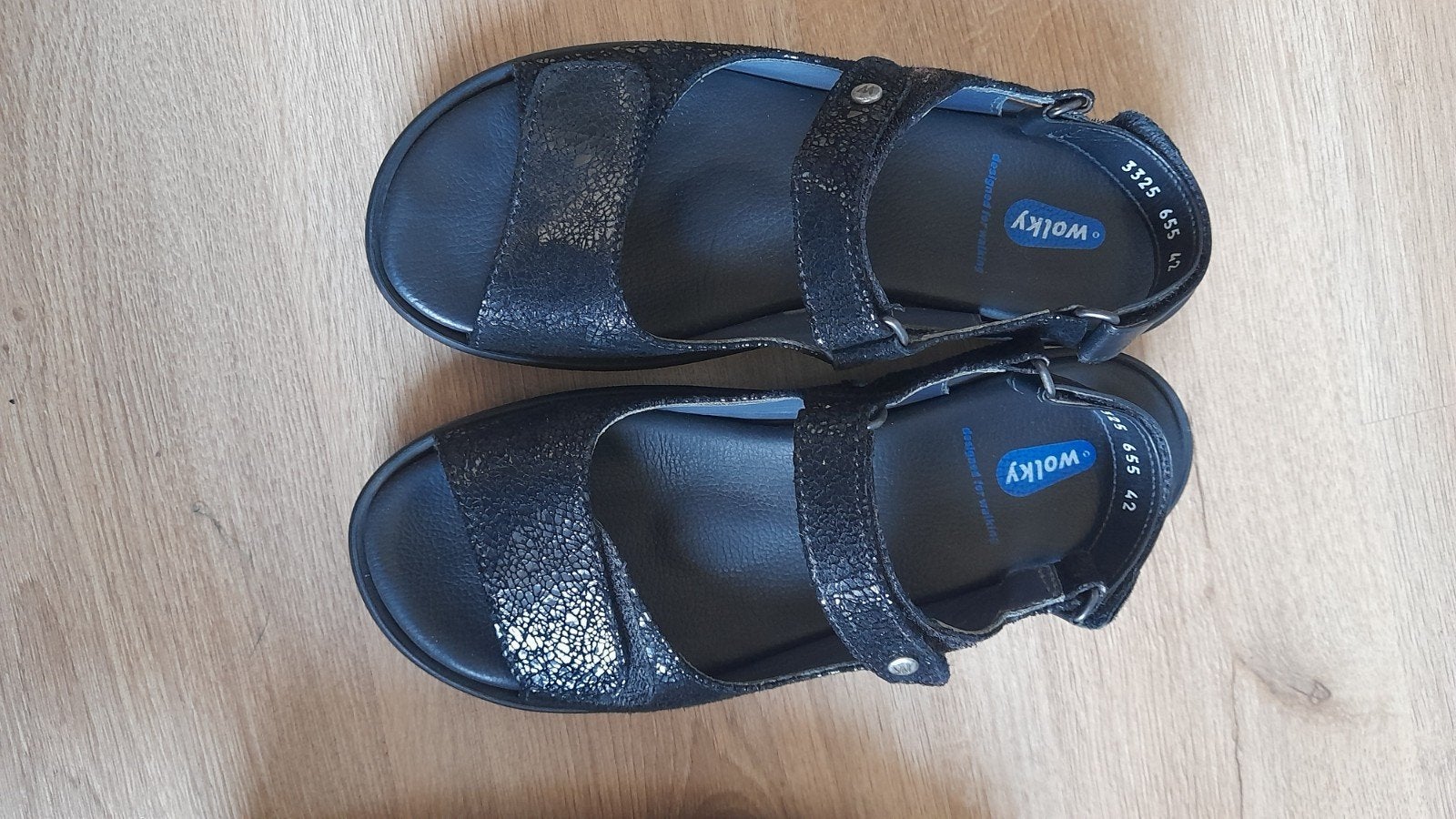 Wolky sandalen, maat 42 zwart met glimmertjes, Wolky, Verzenden, Zwart, Sandalen of Muiltjes