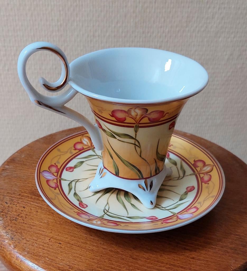 Vintage kop en schotel set " so french" art nouveau stijl, Ophalen of Verzenden