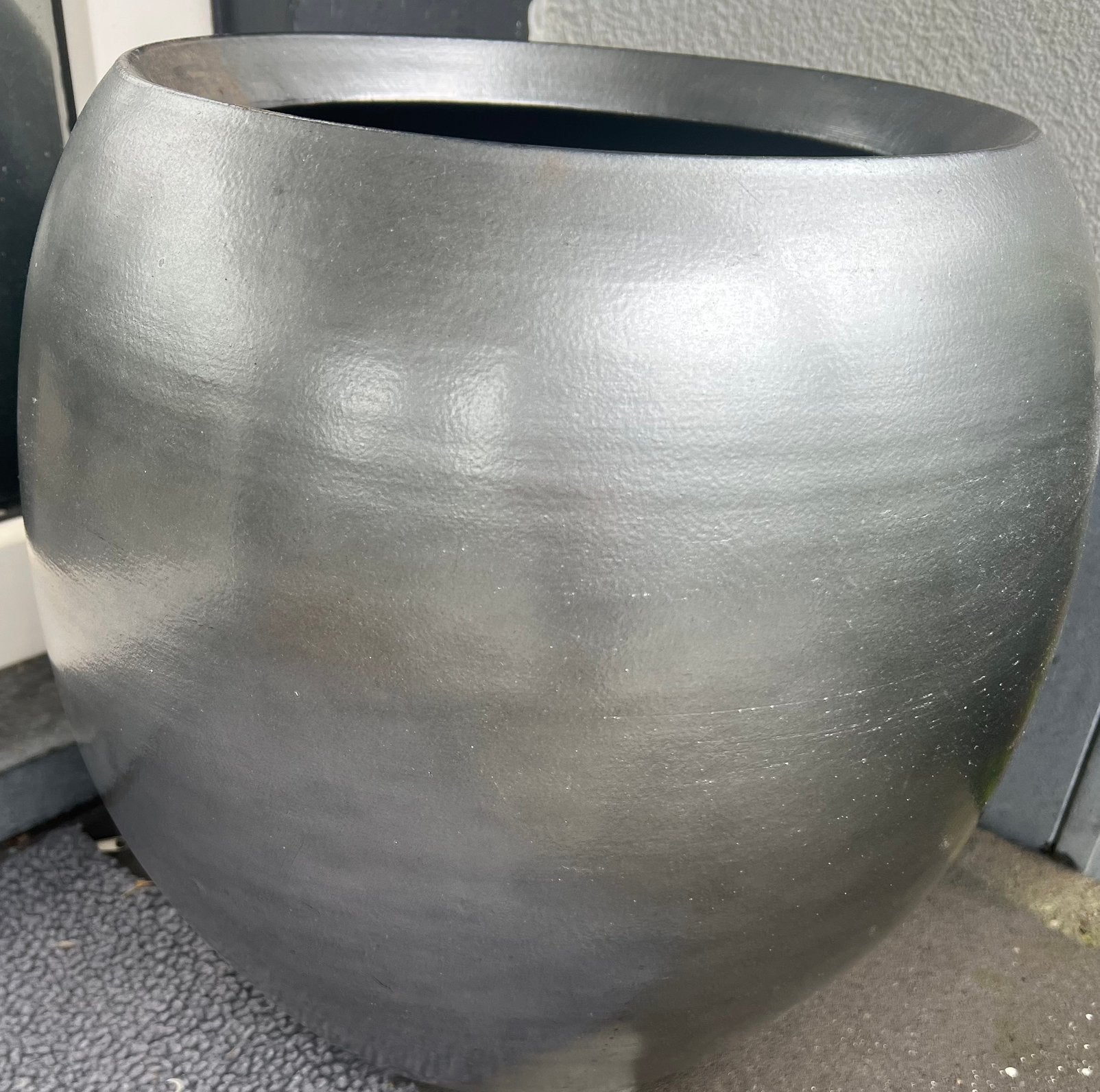 2 grote bloempotten zilver binnen 37cm x 37cm, Ophalen, Kunststof, 40 cm of meer, Rond